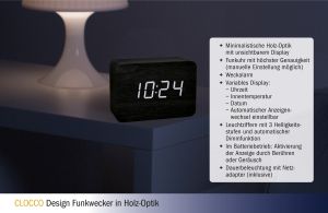 Дизайнерски  будилник, термометър в дървен вид / Арт.№60.2549.08